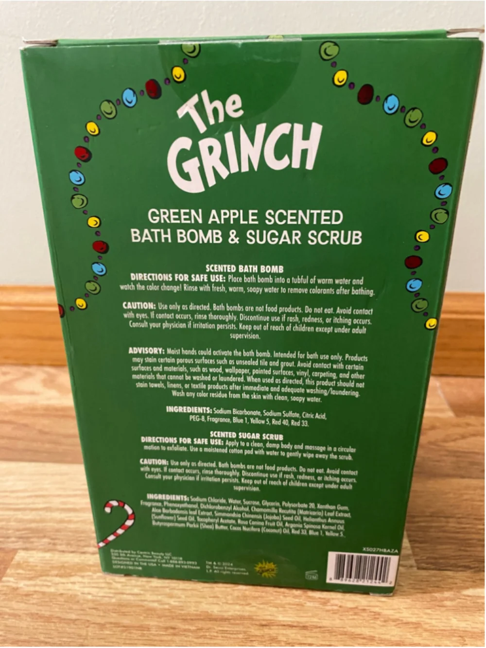 The Grinch Green Apple Bath Bomb & Sugar Scrub Set New